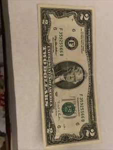 1995 2 Dollar Bill Series F35925566b - Picture 1 of 2