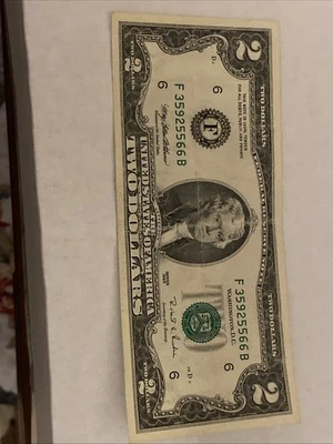 1995 2 Dollar Bill Series F35925566b - Image 1 of 2