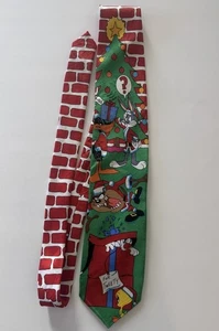 Vintage 1993 Looney Tunes Weihnachten Krawatte Polyester - Tweety Taz Bugs Daffy - Bild 1 von 6