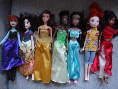 Disney Princess Doll Lot of 7 (barbie 12" with outfits) Belle Jasmine Tiana Anna - Image 1 of 4