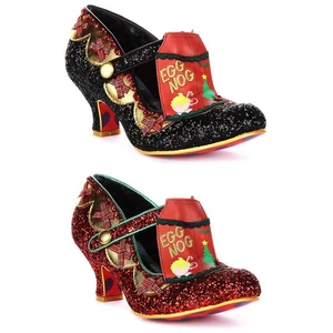 Irregular Choice Eggcellent Evening Glitter Womens Heels Black Gold UK 3 - 8 - Picture 1 of 13