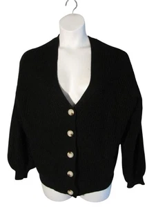 Andree by Unit L Black Shaker Knit Cardigan Sweater - Picture 1 of 3