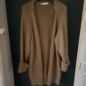 Zara Women Size M Beown Chunky Fluffy Knit Open Cardigan Oversized Casual Winter - Picture 1 of 7