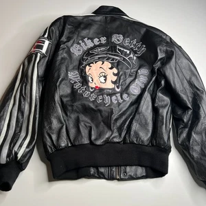 Chaqueta de cuero vintage Betty Boop motociclista club para mujer S American Toons - Imagen 1 de 11