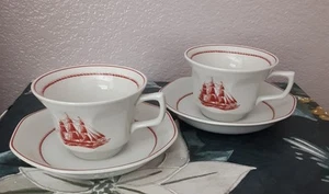 Lot of 2 Sets Wedgwood Flying Cloud Rust Cup & Saucers EUC - Picture 1 of 5