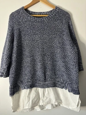Tu Blue And White Speckled Jumper Thicker Knit Size 18 Winter Autumn - Image 1 of 4