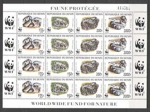 Benin 1999 WWF Snakes SHEET ref:s469a - Picture 1 of 1