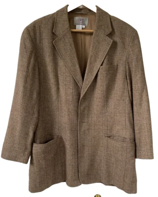 TERRITORY ADVANCE 100% Seda Blazer Abrigo Deportivo Chaqueta Talla L Tostado Marrón Tweed Foto 1 de 4