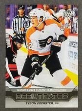 Tyson Foerster 2023-24 Upper Deck Series 1 Debut Dates Insert RC #7 Flyers