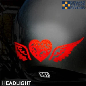Juego de calcomanías de seguridad hiperreflectantes corazón tribal con alas #695R - Imagen 1 de 8
