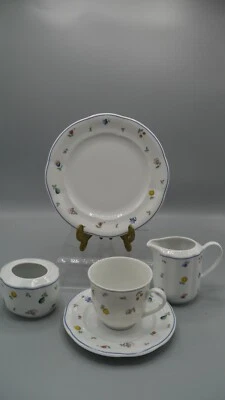 Tchibo Form Marienbad Ingres weiss Streublumen Obst bunt Rand blau Teile z. Wahl - Bild 1 von 4