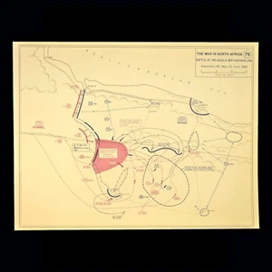 Vintage Battle of Gazala Map North Africa Bir Hakeim Line WWII World War 2 - Picture 1 of 8
