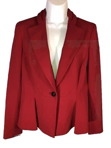 Bar iii 10 NWT Red One Button Blazer Jacket Peplum  Suit Separate $119 🧡 - Picture 1 of 12