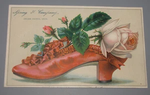 VINTAGE ADVERTISING GRAND RAPIDS MICH SPRING & COMPANY SHOE VICTORIAN TRADE CARD - Picture 1 of 2