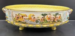 "Centro de mesa vintage CAPODIMONTE Italia querubines de cerámica - 12"" X 7"" X 4""" - Imagen 1 de 15