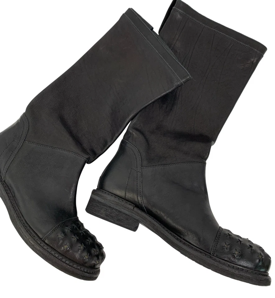 Latitude Femme Italian Leather Tall Boots Moto Slouch Stud Toe Detail Women - Image 1 of 4