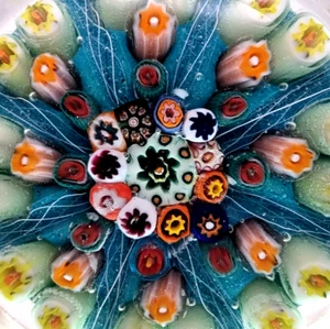 VASART PIRELLI PAPERWEIGHT / DISH 8 Spoke Millefiori SCOTLAND 1959 VINTAGE RARE+ - Picture 1 of 24
