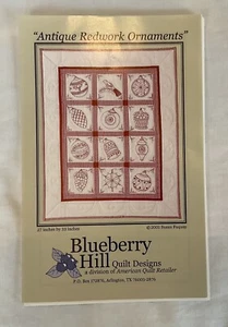 Blueberry Hill Quilt Designs Antique Redwork Ornaments Wall Hanging Pattern NIP - Picture 1 of 3