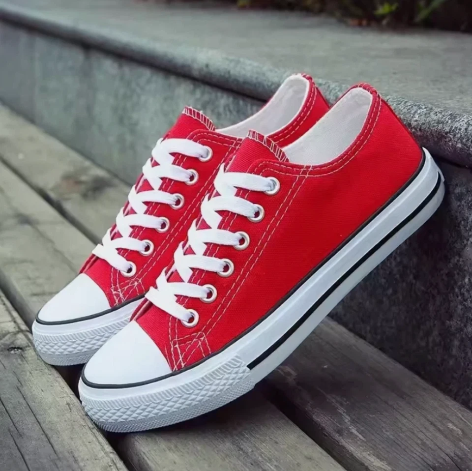 Classic Flat Bottom Low Top Lace Up Unisex Casual Tennis Sneakers - Image 1 of 4