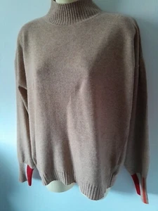 (M) NEXT JUMPER. high Neckline. Cuff Colour Block. Camel - Picture 1 of 10