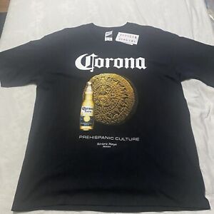 Corona Graphic print Shirt Mens Size XL Prehistoric Culture Rivera Maya Mexico