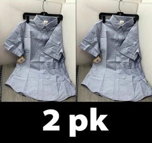 2pk DENNIS UNIFORM Unisex/Boys Oxford Short Sleeve Shirt, Blue Size Y20 Youth - Picture 1 of 15