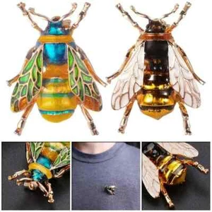 Fashion Enamel Bumble Bee Crystal Brooch Pin Costume Badge Womens Mens Jewellery - Picture 1 of 18