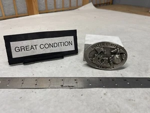 Used United States Marines Belt Buckle Vintage Pewter, Brass Plated 1020 GREAT! - Picture 1 of 4