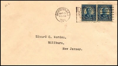 Scott 602 5 Cents Roosevelt Coil Pair Worden FDC Typed Address - Image 1 of 2