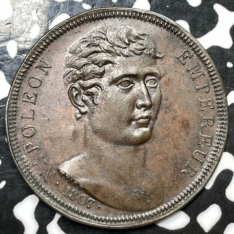 1807 France Napoleon Uniface Cliche Medal Lot#JM5781 33mm Cover