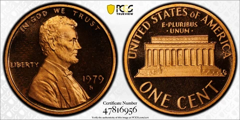 1979 S 1C LINCOLN MEMORIAL CENT PENNY PCGS PR69RD DCAM Type 1 with Gold Shield Cover