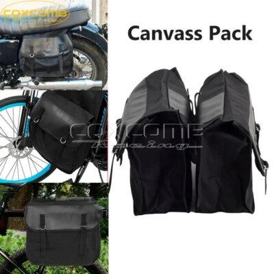 Bolsa de sillín para motocicletas bicicleta lona impermeable alforjas caja herramientas laterales bolsa de sillín Foto 1 de 4