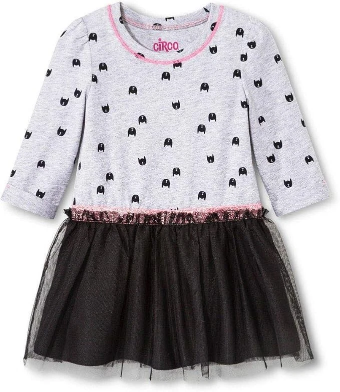 Circo Infant Toddler Girls Gray Black Cat Halloween Long Sleeved Tutu Dress 3T - Image 1 of 1