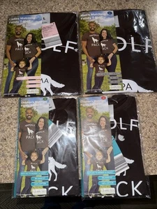 4 T Shirt Men’s Ladies 2-Child Funny Wolf Pack Graphic Family Tee Papa Mama, Pup - Picture 1 of 13