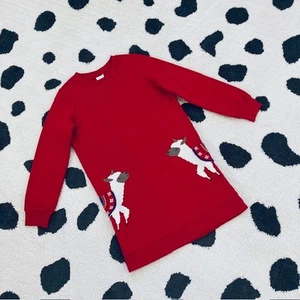 Hanna Andersson Girls Size 10 Red French Terry Llama Pocket Sweatshirt Dress - Picture 1 of 12
