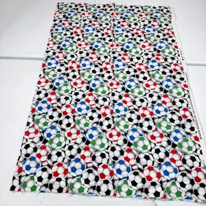 david textiles Fabric soccer ball multicolor sports quilting cotton 44x34 1 yard - Picture 1 of 8