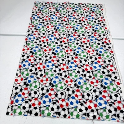 david textiles Fabric soccer ball multicolor sports quilting cotton 44x34 1 yard - Image 1 of 4