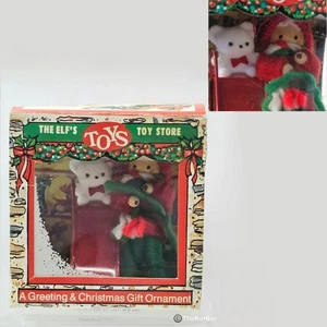 Vintage Bradford Elf's Toy Store Holzelfe mit Teddybär & Rutsche Weihnachtsschmuck NOOP - Bild 1 von 13