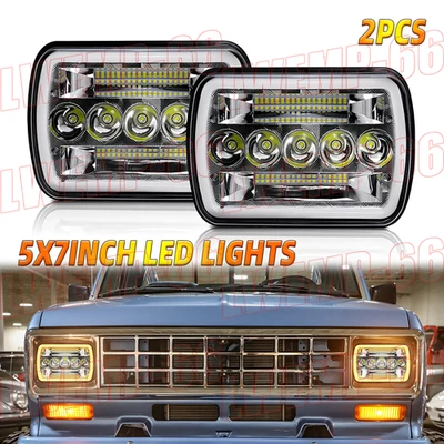 Par de faros LED altos/bajos DRL para Ford Ranger 1983-1988 7X6" 5X7" Foto 1 de 4