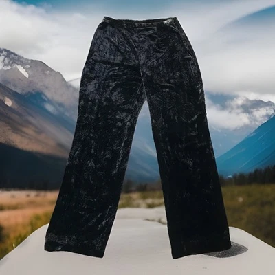 Pantalones de terciopelo vintage para mujer talla 8 mezcla de seda rayón negros flexibles usados en excelente estado  Foto 1 de 4