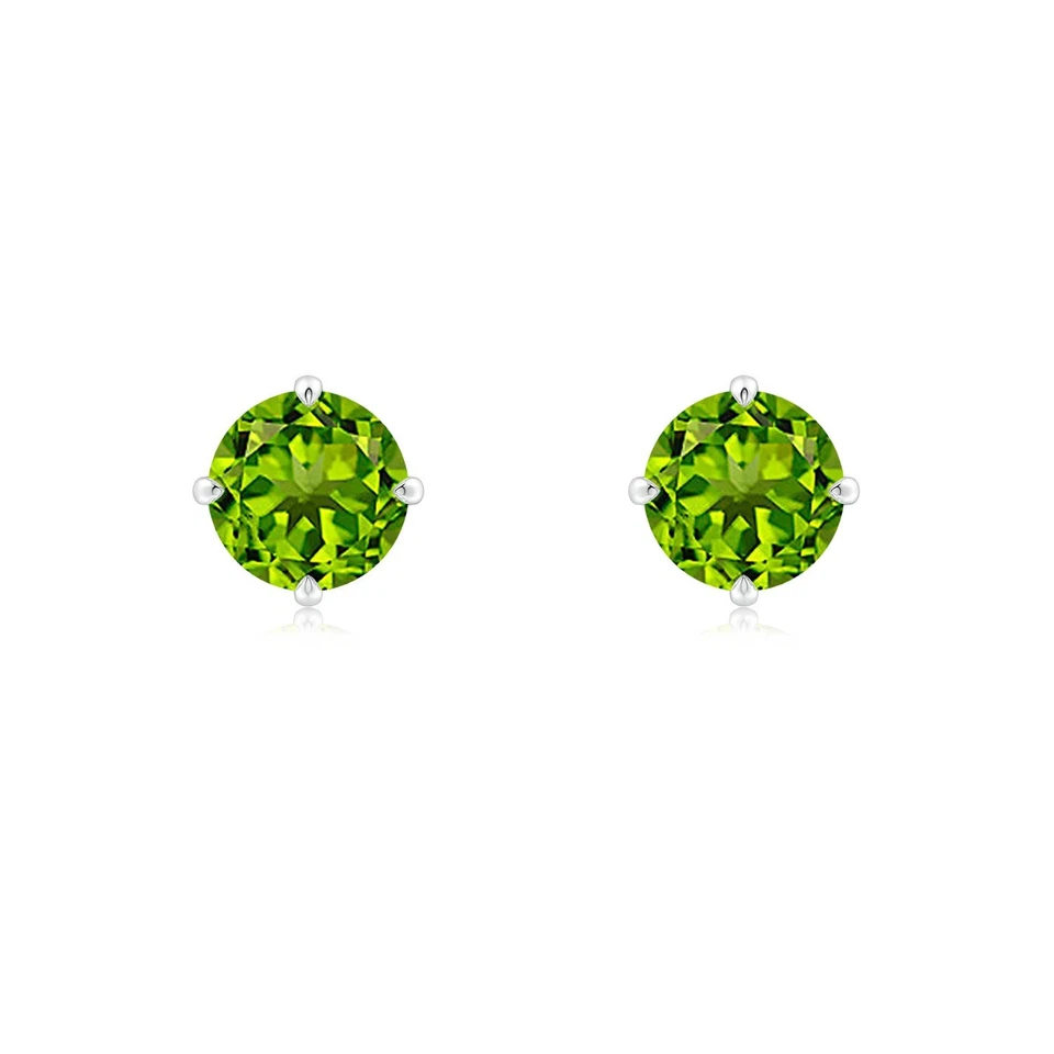 Aretes finos de peridoto natural ANGARA en plata de ley (tamaño-6 mm) Foto 1 de 1