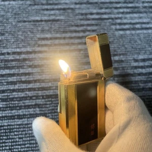S.T. Dupont Ligne 2 Gasfeuerzeug Schwarz & Gold Bestätigte Zündung Gebraucht - Bild 1 von 6