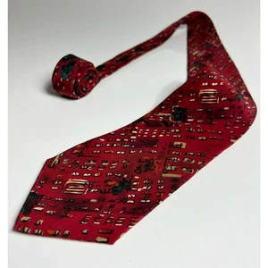 Jerry J Garcia Men's Red Hand Sewn Abstract Designer 100% Silk Necktie Neck Tie - Picture 1 of 7
