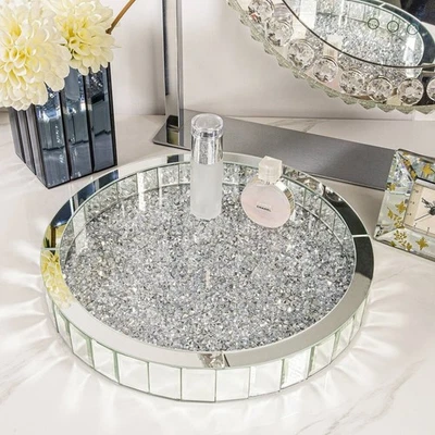 Dekotablett Spiegel Parfüm Schmuck Tablett mit Rahmen Gespiegelt Serviertablett - Bild 1 von 4