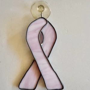 Vintage 5.5" Vitral/Soldadura Rosa Cáncer de Mama Cinta Atrapasol/Excelente Estado++ - Imagen 1 de 2