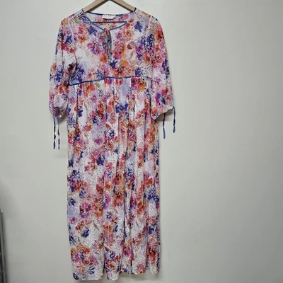 Vestido midi Johnny Was Summer Days con ojales en capas mezcla de seda talla XS $298 NUEVO SIN ETIQUETAS playa Foto 1 de 4