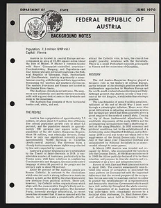 1970 June Department of State Background Notes Fed Rep Austria 8 pgs - Picture 1 of 1