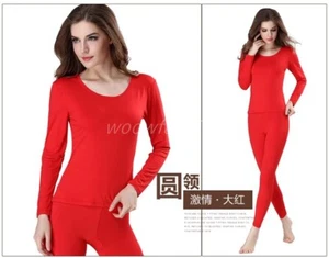 Women Bamboo Thermal Underwear Long Johns Pajamas Baselayer Top&Bottom Set - Picture 1 of 19