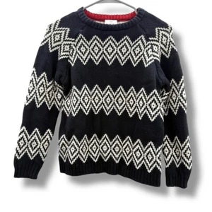 Hanna Andersson Sweater Black White Nordic Long Sleeve Pullover Cotton Wool 130 - Picture 1 of 7