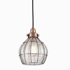 Yobo Lighting Vintage Cracked Glass Rustic Wire Ceiling Pendant Light Red